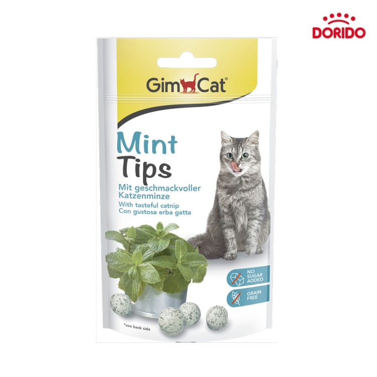 تشویقی گربه جیم کت مدل Mint Tips با طعم نعنا و کت نیپ وزن 40 گرم