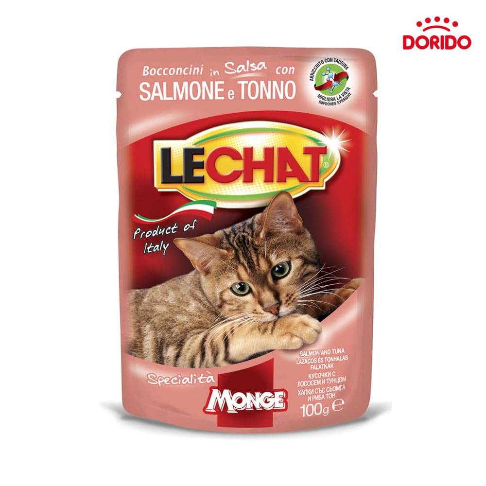 پوچ گربه لچت با طعم سالمون و تن در سس Lechat with Salmon & Tuna in Sauce
