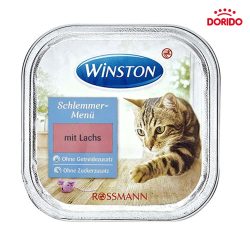 خوراک کاسه‌ای ووم گربه وینستون با طعم سالمون مدل Winston with Salmon وزن 100 گرم