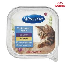 خوراک کاسه‌ای ووم گربه وینستون با طعم گوشت بره و مرغ مدل Winston with Lamb and Chicken وزن 100 گرم