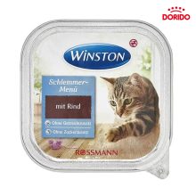 خوراک کاسه‌ای ووم گربه وینستون با طعم گوشت گاو مدل Winston with Beef وزن 100 گرم
