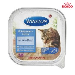 خوراک کاسه‌ای ووم گربه وینستون با طعم ماهی سفید مدل Winston with White Fish وزن 100 گرم