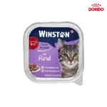 خوراک کاسه‌ای ووم گربه وینستون با طعم گوشت گاو مدل Winston with Beef وزن 100 گرم