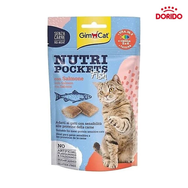 تشویقی مغزدار گربه جیم کت با طعم سالمون GimCat Nutri Pockets with Salmon