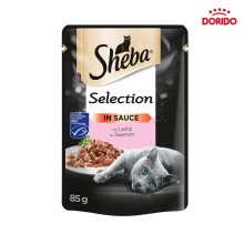 پوچ گربه شیبا سلکشن در سس با طعم سالمون مدل Sheba Selection in Sauce with Salmon وزن 85 گرم