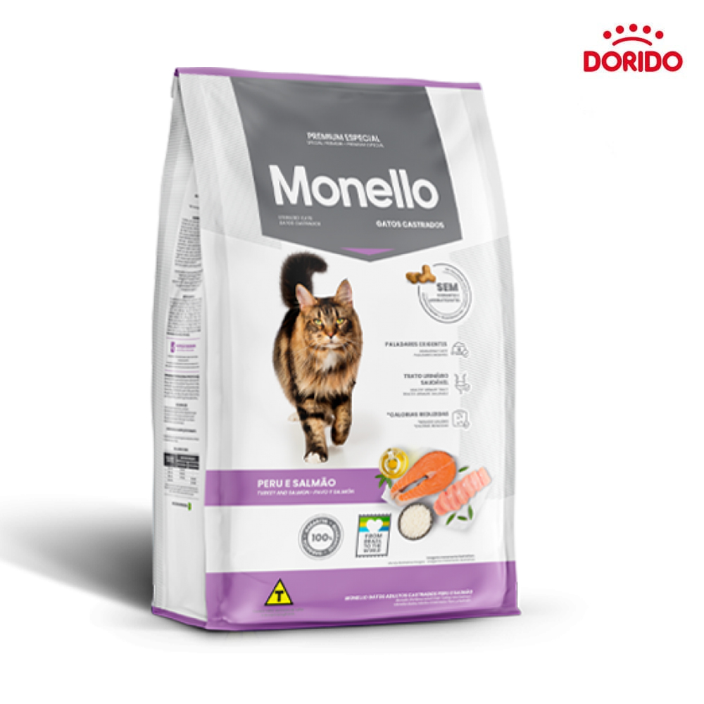 غذای خشک مغزدار برای گربه عقیم شده با طعم بوقلمون و سالمون از برند مونلو Monello Sterilised with Turkey & Salmon Dry Cat Food