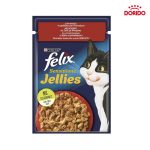 پوچ گربه فلیکس با طعم گوشت گاو (بیف) در ژله گوجه فرنگی مدل Purina Felix Beef in Tomato Jelly