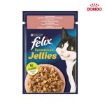 پوچ گربه فلیکس با طعم سالمون در ژله شاه میگو مدل Purina Felix Salmon in Shrimps Jelly