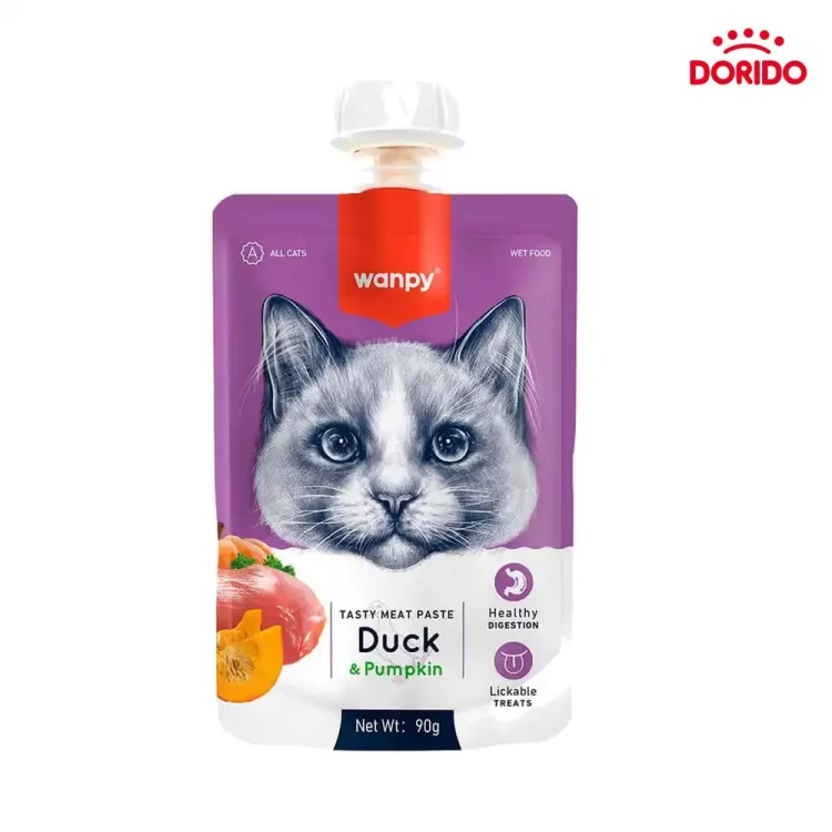 پودینگ گربه با طعم اردک و پامپکین (کدو تنبل) Wanpy Duck with Pumpkin وزن 90 گرم