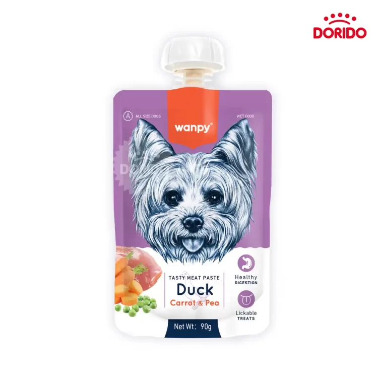 پودینگ سگ ونپی با طعم اردک و هویج و نخود فرنگی مدل Wanpy Duck with Carrot & Pea وزن 90 گرم