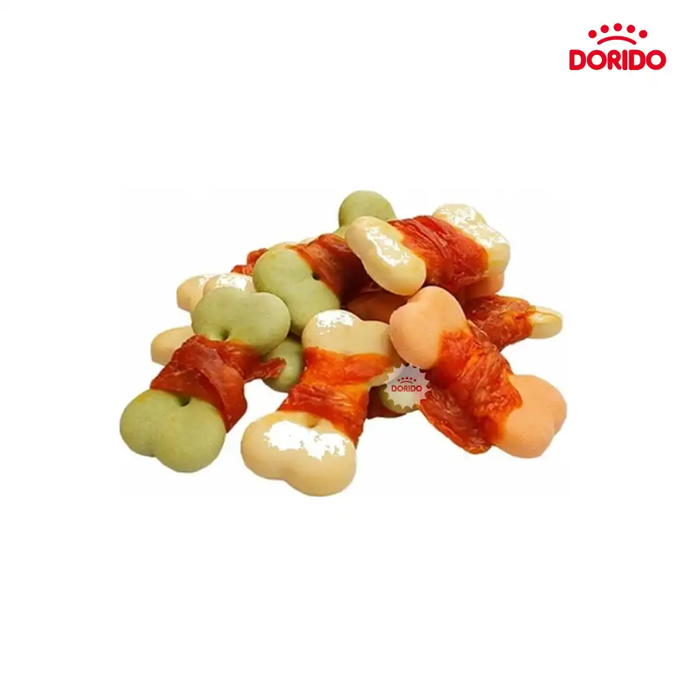 تشویقی سگ ونپی با طعم مرغ و بیسکوئیت Wanpy Oven Roasted Chicken Jerky & Biscuit Twists 100g