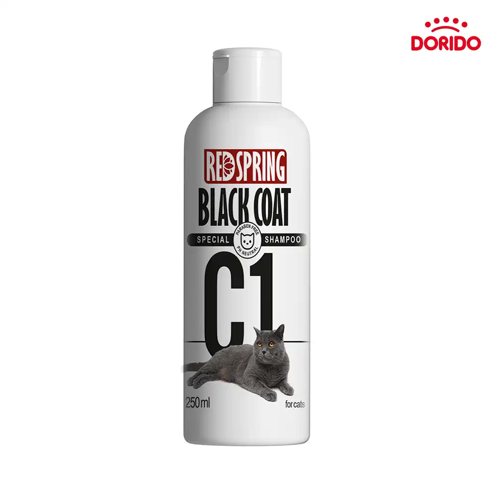 شامپو گربه مخصوص موهای مشکی و تیره رد اسپرینگ مدل Red Spring Black Coat Special Shampoo حجم 250 میل