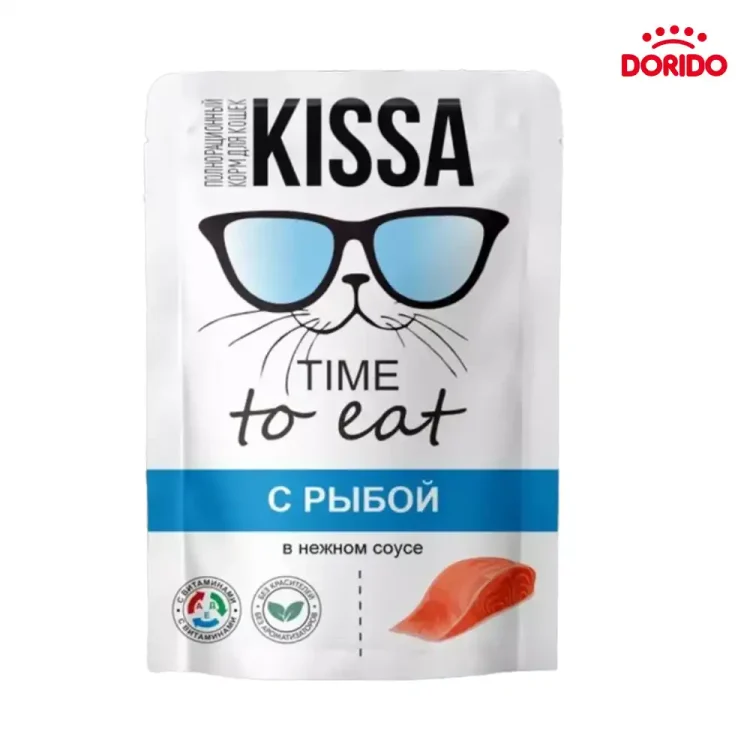 پوچ گربه کیسا با طعم ماهی مدل Kissa with Fish وزن 75 گرم