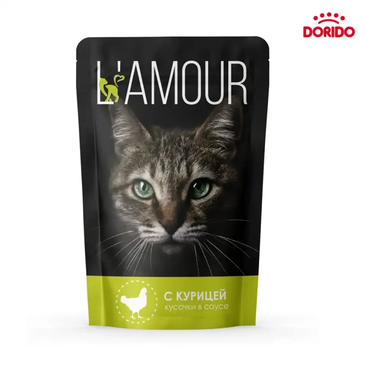 پوچ گربه لامور با طعم مرغ مدل L’amour with Chicken وزن 75 گرم