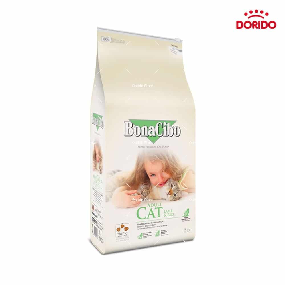 غذای خشک گربه بوناسیبو با طعم بره و برنج وزن 5 کیلوگرم