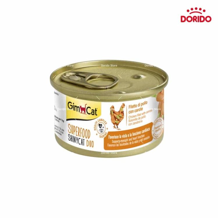 کنسرو غذای گربه جیم کت با طعم مرغ و هویج GimCat Chicken with Carrot وزن 70 گرم