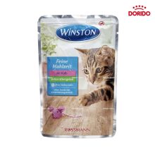 پوچ گربه وینستون با طعم گوشت گوساله در ژله هویج مدل Winston mit Kalb in Karottengelee وزن 100 گرم