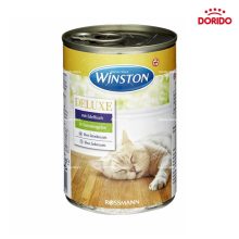 کنسرو غذای گربه وینستون مدل دلوکس با طعم ماهی شکار در ژله گوجه فرنگی وزن 400 گرم