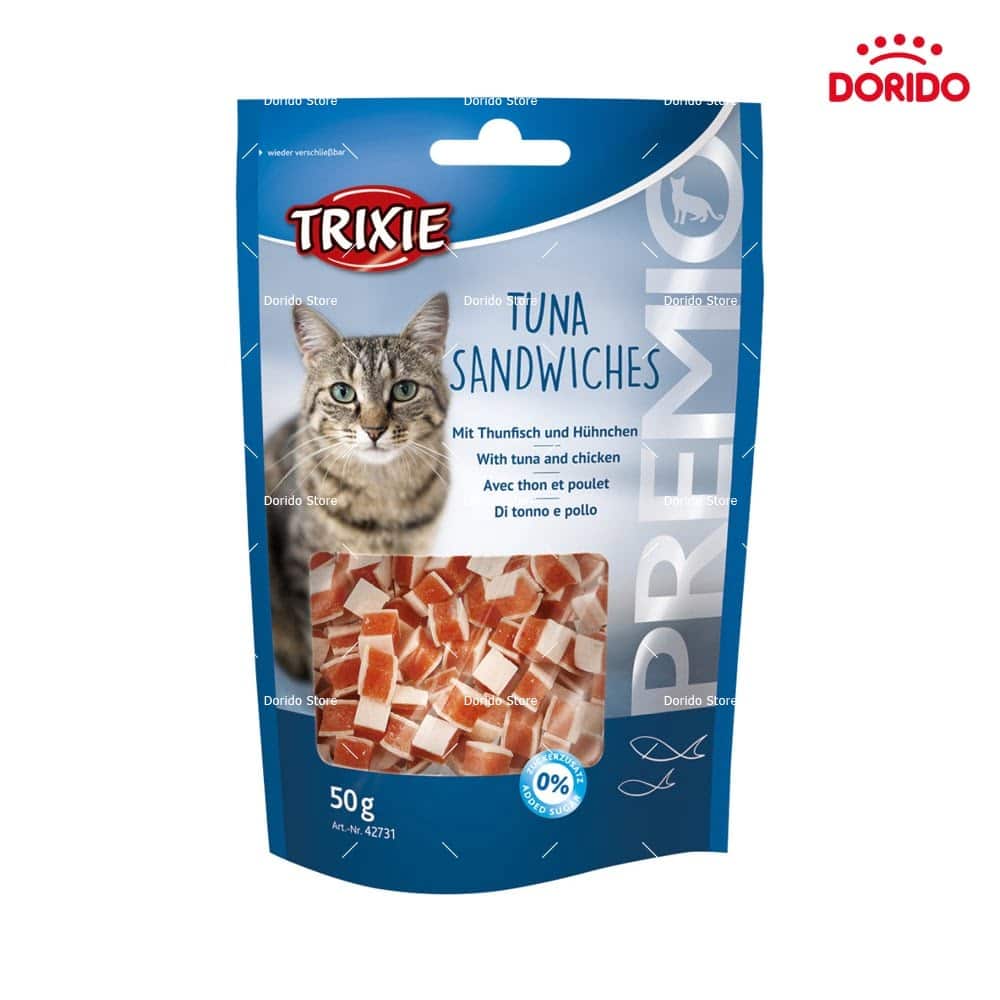 تشویقی گربه تریکسی مدل Tuna Sandwiches با طعم ماهی تن و مرغ وزن 50 گرم